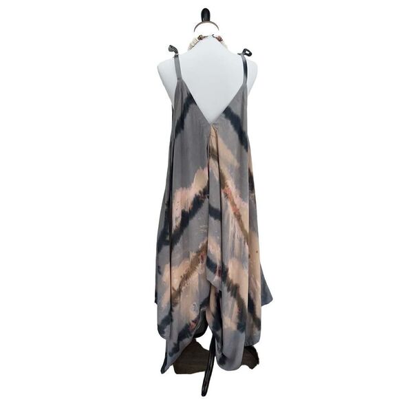 The Pō`alima Romper Cerulean Blue Gray/Pink/Charcoal Tropical Boho Wide Leg - Picture 6 of 11